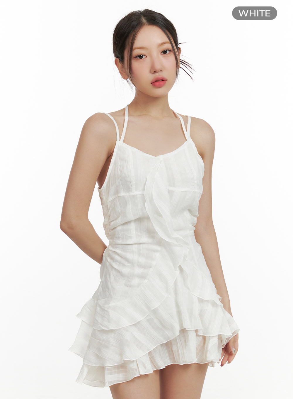 summer-ruffle-mini-dress-ou404 / White