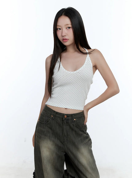 polka-dot-halter-neck-cami-top-cu527 / White