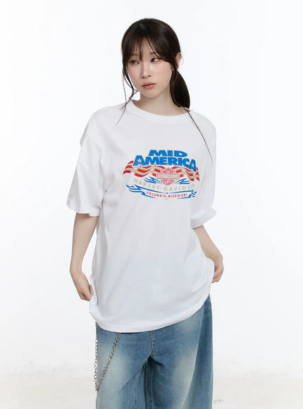 oversized-graphic-print-tee-ca503 / White