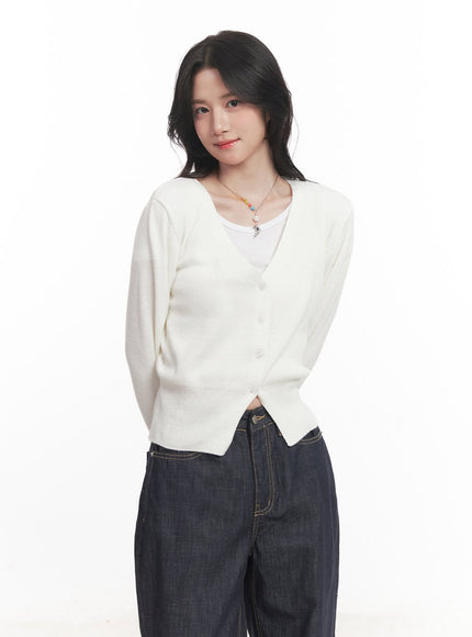 v-neck-cropped-cardigan-ca510 / White