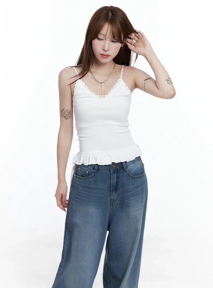 v-neck-frill-crop-cami-top-cs501 / White