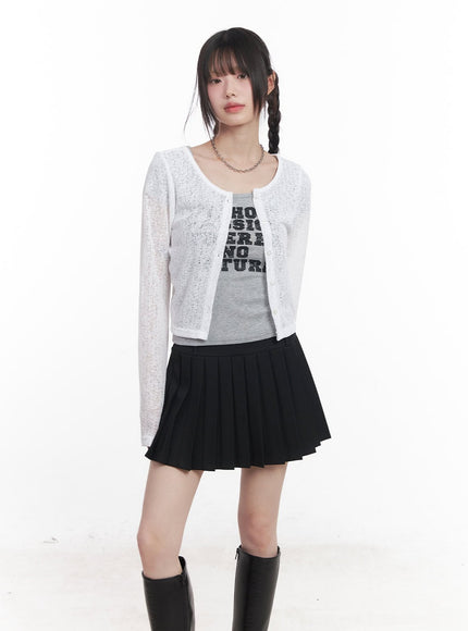 sheer-buttoned-crop-cardigan-cu506 / White