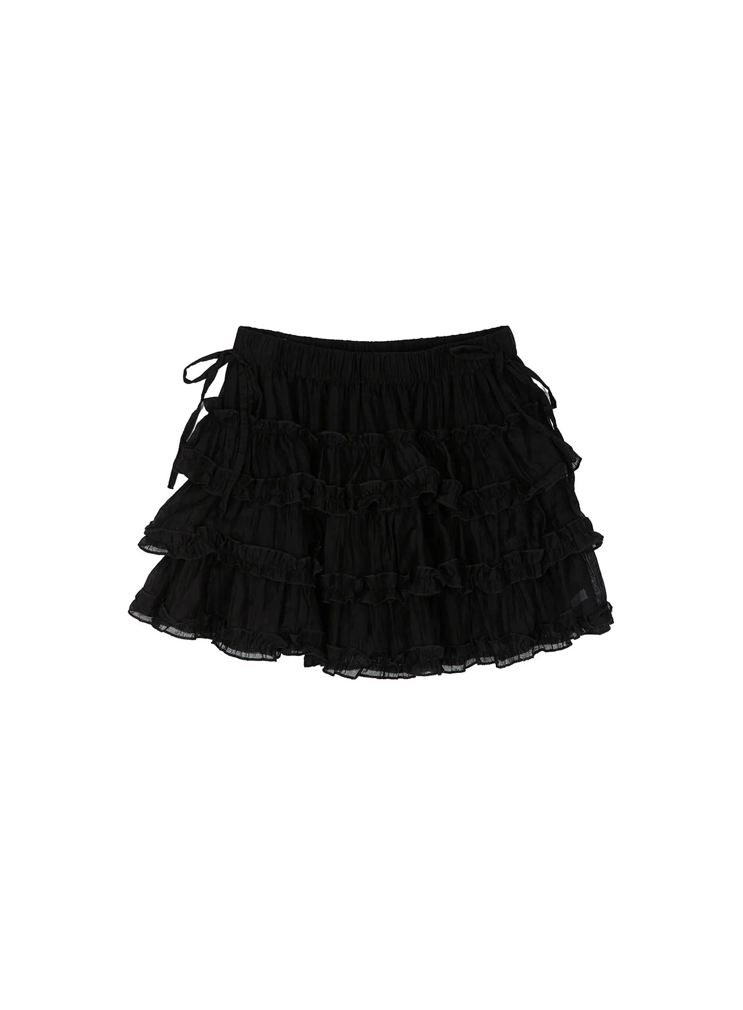 romantic-tiered-ruffle-mini-skirt-cy529 / Black
