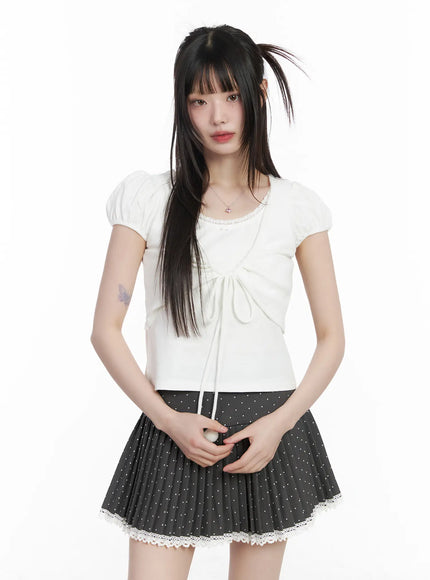 Tie Puff Sleeve Top CM525