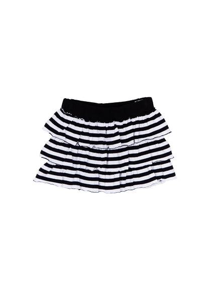 layered-ruffle-striped-skirt-cy506 / White