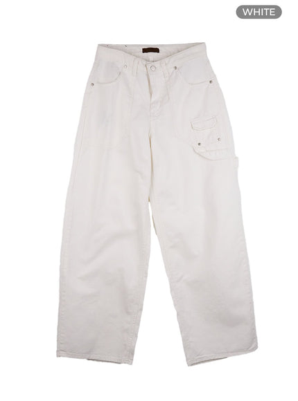 mini-pocket-detail-wide-fit-pants-co426 / White