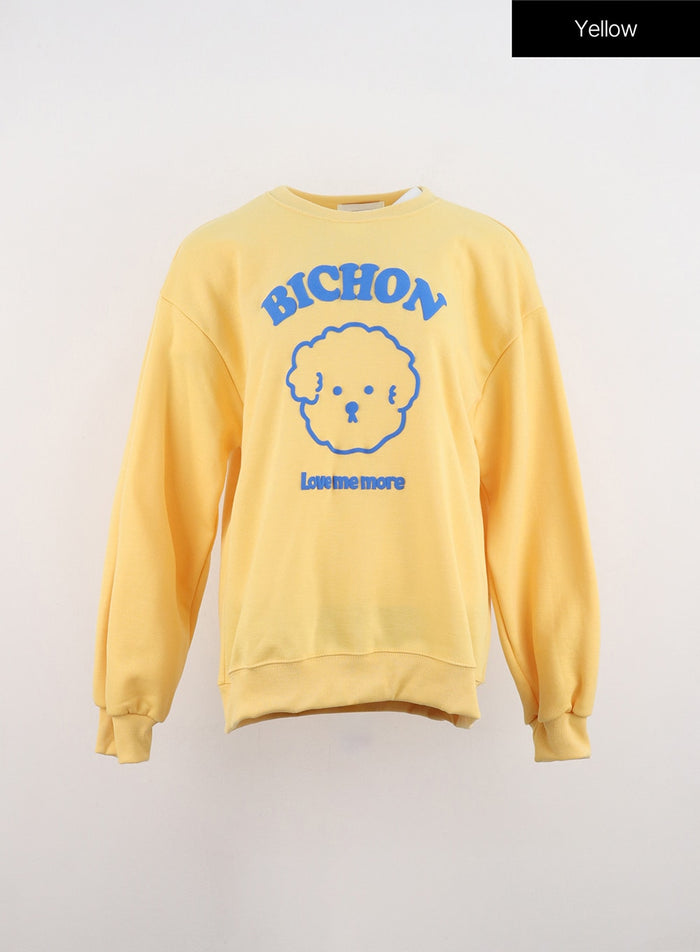 animal-graphic-sweatshirt-in323 / Yellow