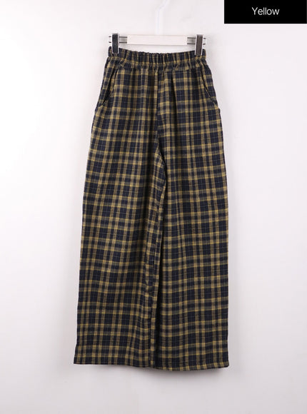 grandpacore-checkered-wide-fit-pants-of406 / Yellow