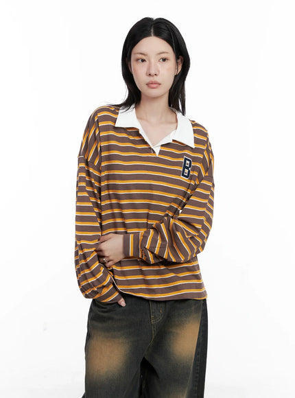 Striped Polo Long Sleeve Shirt CS526