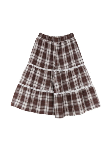 Plaid Ruffle Midi Skirt CO522