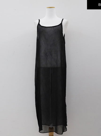 Wrinkle Sheer Cami Maxi Dress CJ08