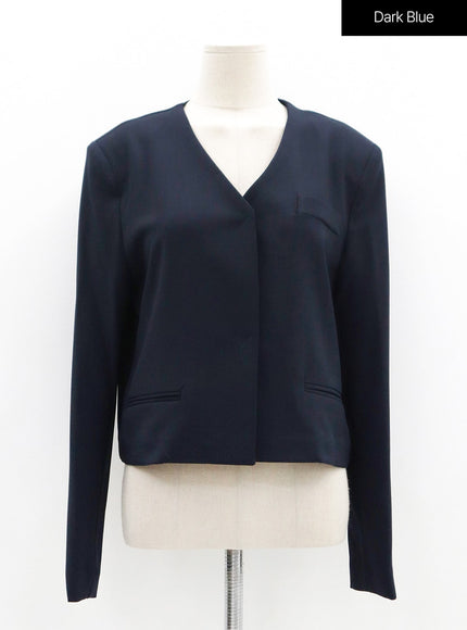 No Collar Semi Cropped Blazer OS13