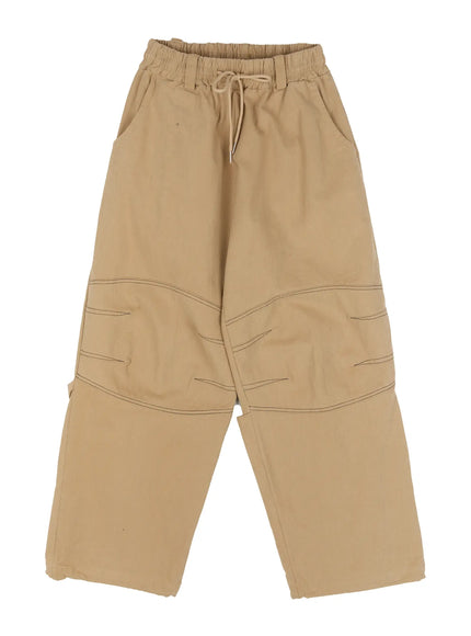 stitch-lined-wide-leg-pants-cn527 / Beige