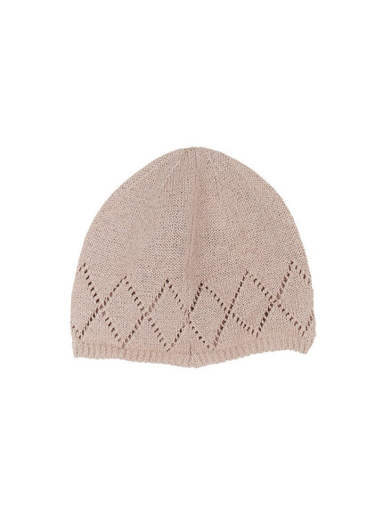 geo-print-linen-beanie-cy520 / Beige