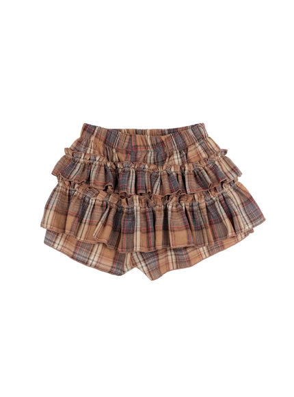 Layered Ruffle Plaid Mini Skirt CN525