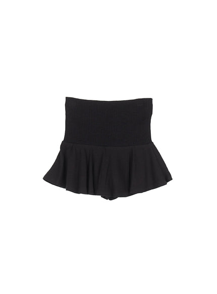 flared-ruffle-mini-skirt-cy520 / black