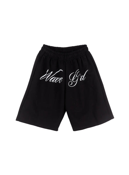 graphic-print-bermuda-sweatshorts-cl501 / Black