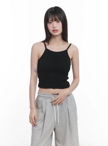ribbed-halter-neck-cami-cu519 / Black