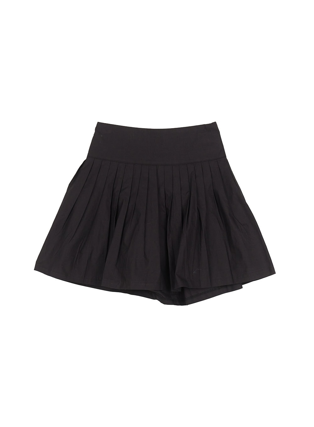 cotton-pleated-mini-skirt-cy519 / Black