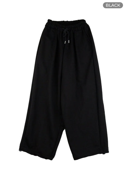 graphic-pocket-wide-sweatpants-cl417 / Black