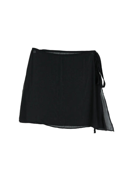 basic-layered-midi-skirt-cc1109 / Black