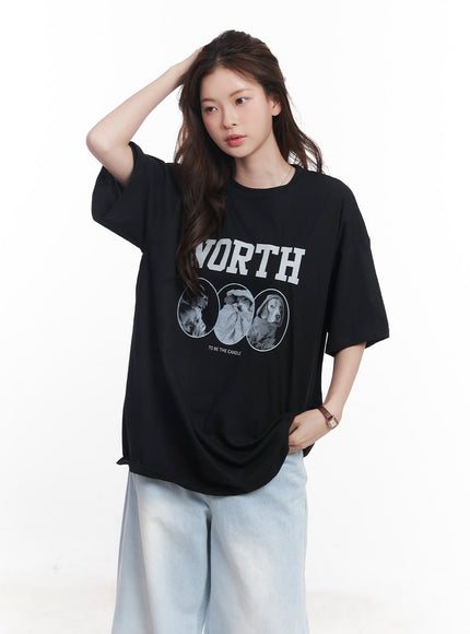 oversized-baggy-graphic-tee-cy519 / Black