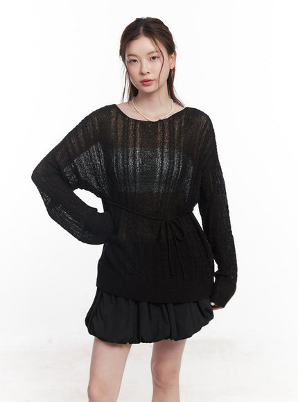 sheer-oversized-sweater-cy519 / Black