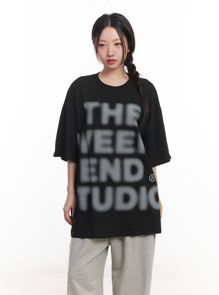 blur-graphic-oversize-t-shirt-ca529 / Black