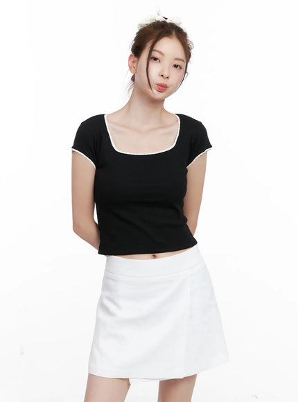 Ribbed Lace Baby Tee CL524