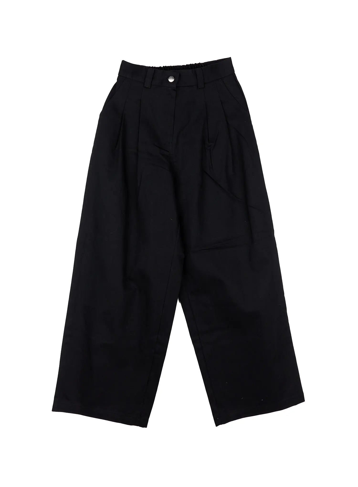 oversized-pintuck-wide-cotton-pants-cn514 / Black