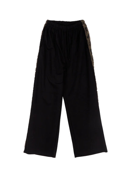 camo-accent-wide-leg-sweatpants-co514 / Black