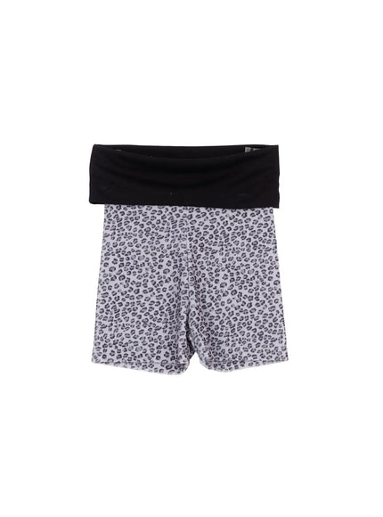 Leopard Print Folded Shorts CM525 / black