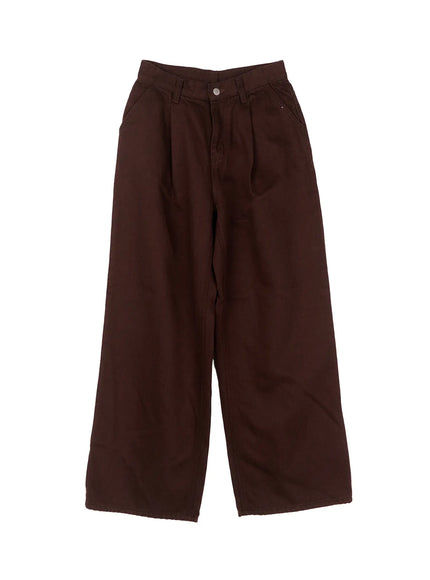 wide-leg-pintuck-trousers-cg521 / Brown