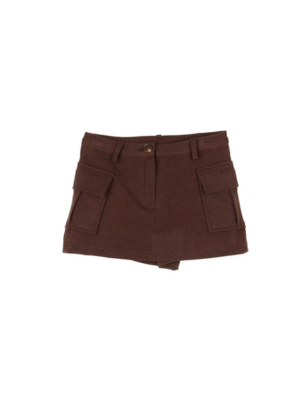 low-rise-fleece-skort-cj501 / Brown