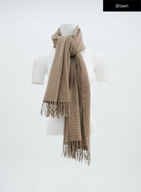 checkered-knit-scarf-in316 / Brown