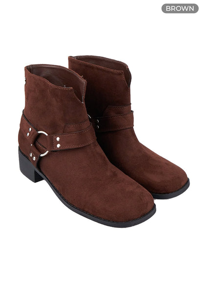 buckle-faux-leather-ankle-boots-co410 / Brown