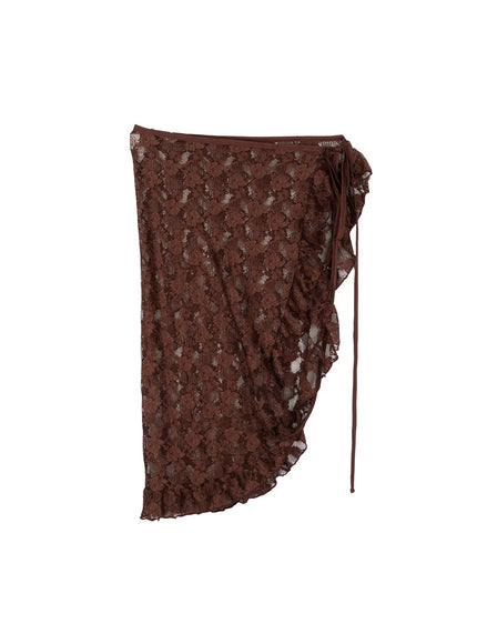 lace-layered-wrap-skirt-cd531 / Brown