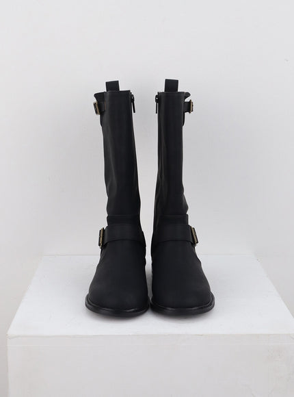 buckled-flat-lug-sole-boots-cd301