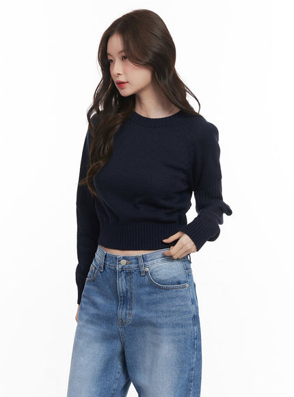 buttoned-crop-sweater-cm512 / Dark blue