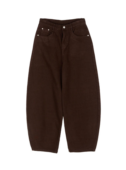 relaxed-fit-fleece-baggy-pants-cd505 / Dark brown