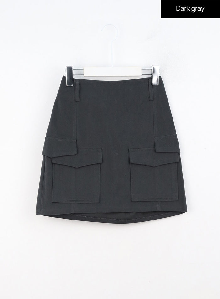 dual-pocket-a-line-skirt-oo325 / Dark gray
