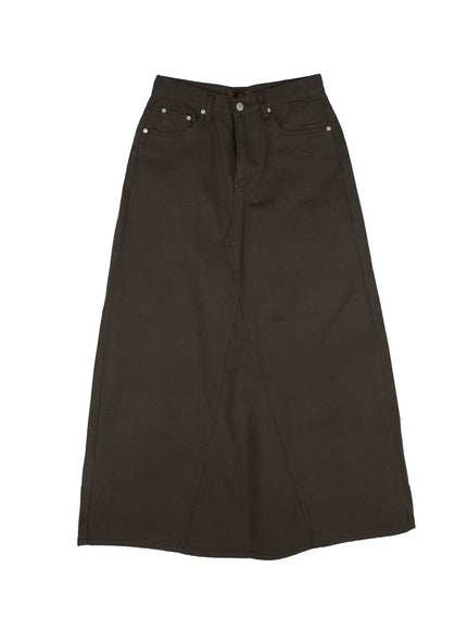 a-line-classic-maxi-skirt-cj523 / Dark green