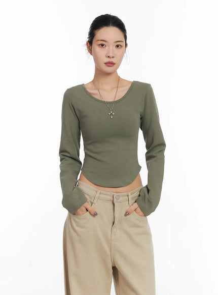 soft-ribbed-long-sleeve-tee-cd508 / Dark green