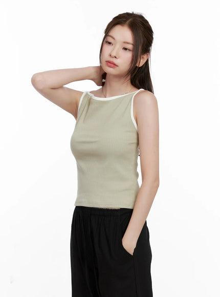 ribbed-cotton-tank-top-cl524 / Dark green