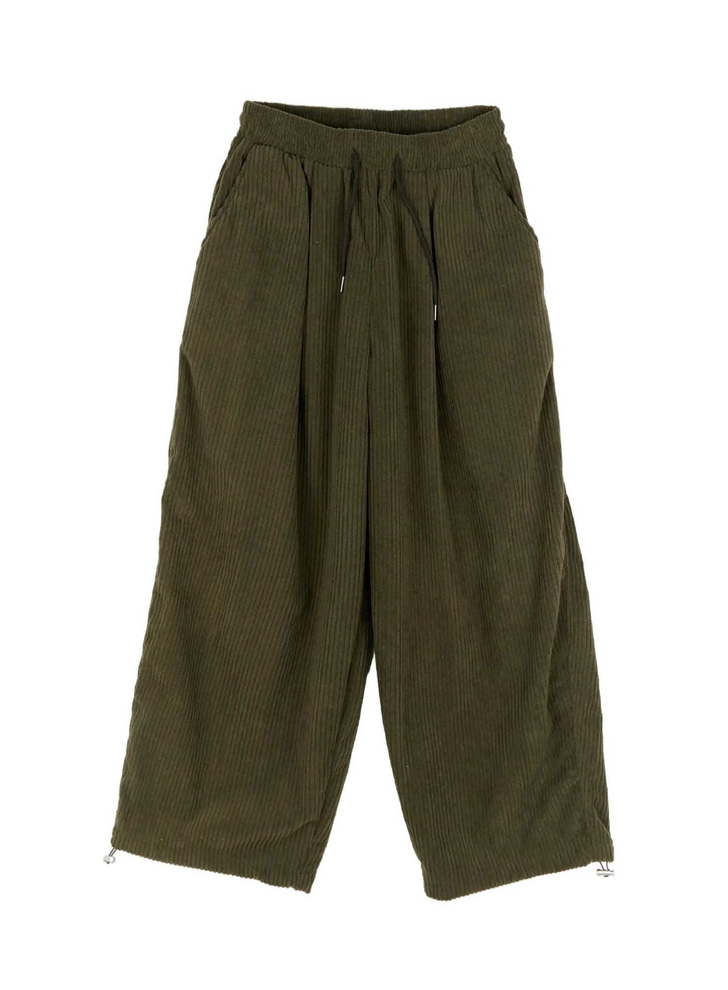 textured-fleece-baggy-pants-cd505 / Dark green