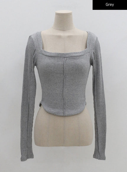 Square Neck Crop Long Sleeve Shirt CG16