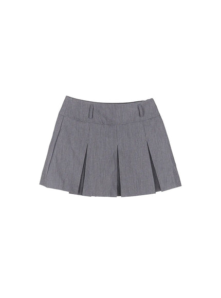 high-waist-pleated-mini-skirt-cu511 / Gray