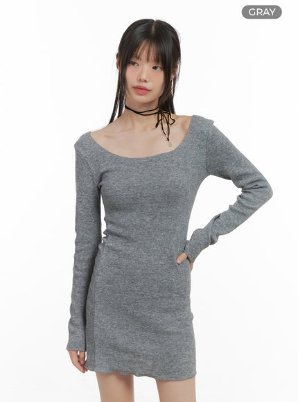 graceful-off-shoulder-mini-dress-cs412 / Gray