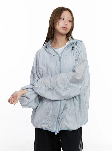 oversized-ruched-windbreaker-cl511 / Gray