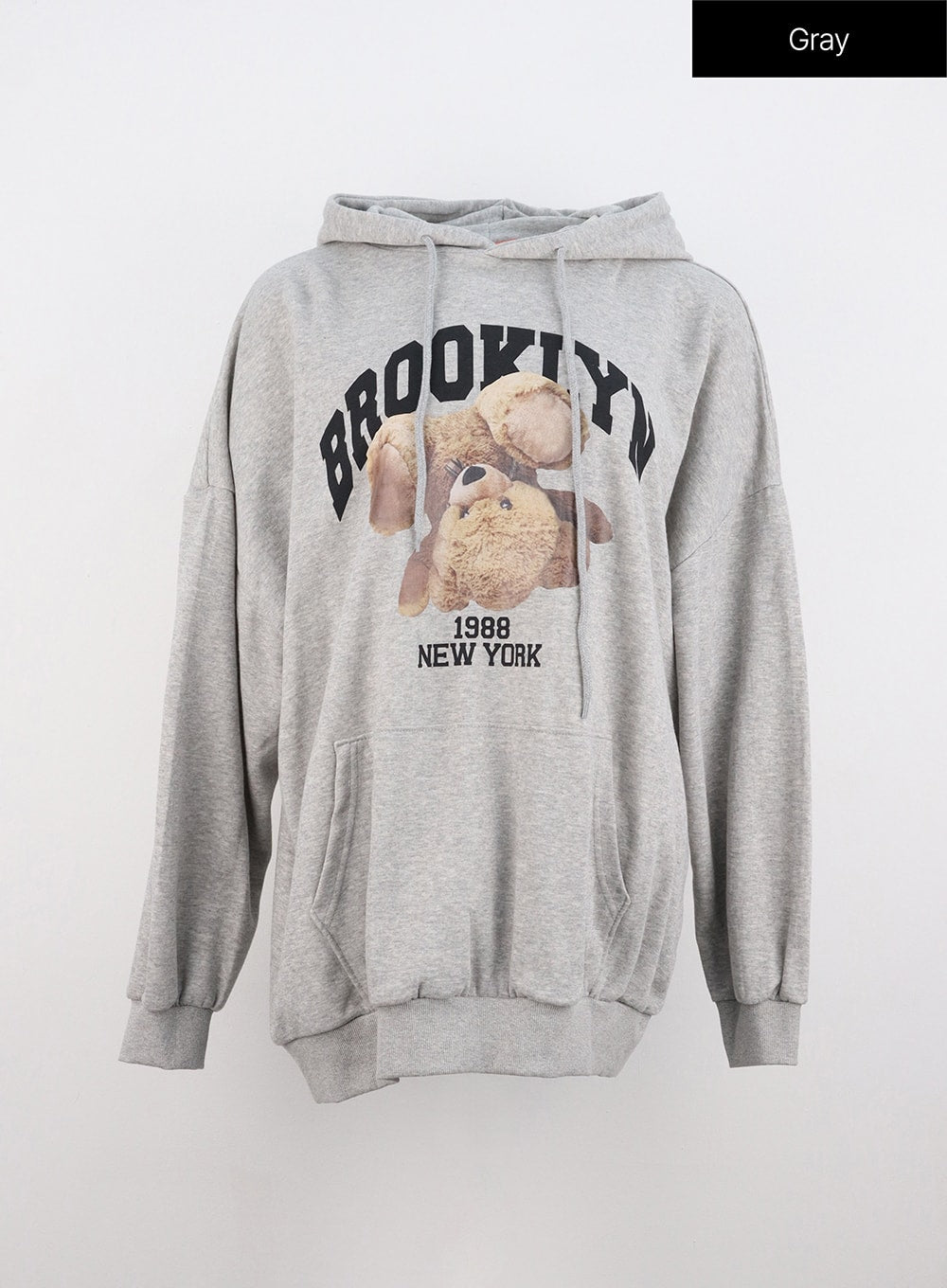cute-loose-fit-graphic-hoodie-io317 / Gray